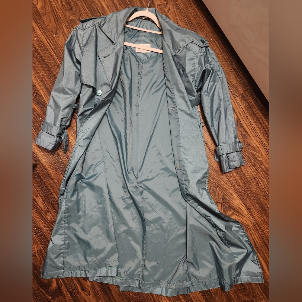 🍁Worthington Trench Rain Coat Emerald Green Sz 4P - Picture 2 of 10